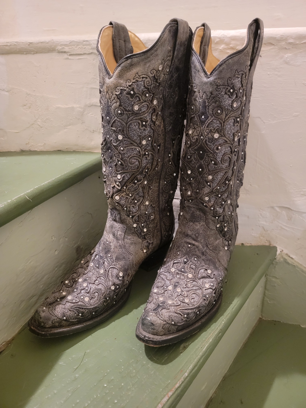 Corral Embellished Grey Women's Western Boots- Size 9